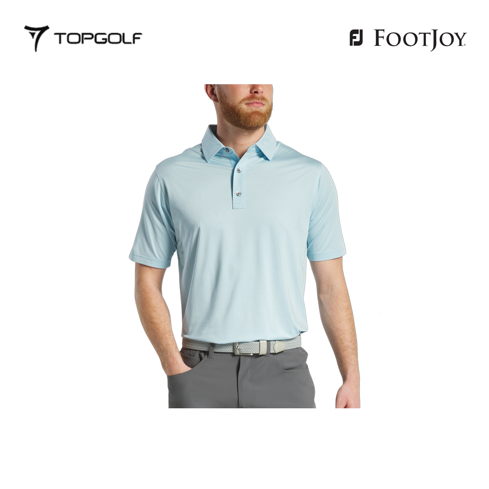 FOOTJOY POLO M 31371 EF HEATHER STRIPE LSL LAKE