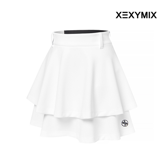 XEXYMIX DOUBLE TIERED FLARED SKIRT XGFSK05J2 WHITE
