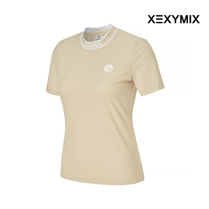 XEXYMIX EMBOSSED JACQUARD LOGO SHORT SLEEVE XGFST07J2 BEIGE