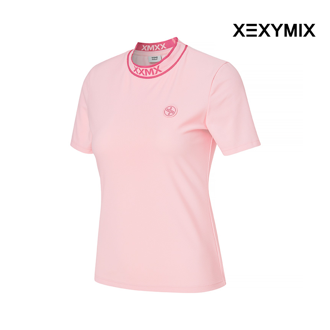 XEXYMIX EMBOSSED JACQUARD LOGO SHORT SLEEVE XGFST07J2 LIGHT PINK