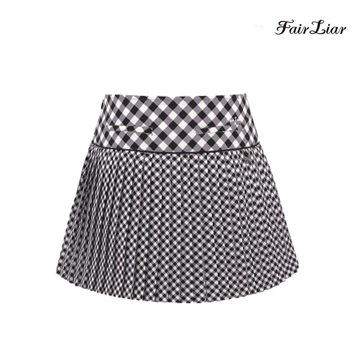 FAIRLIAR SKIRT FS4SK01FBK Check Flare Pleated BK