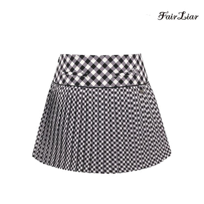 FAIRLIAR SKIRT FS4SK01FBK Check Flare Pleated BK