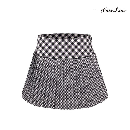 FAIRLIAR SKIRT FS4SK01FBK Check Flare Pleated BK