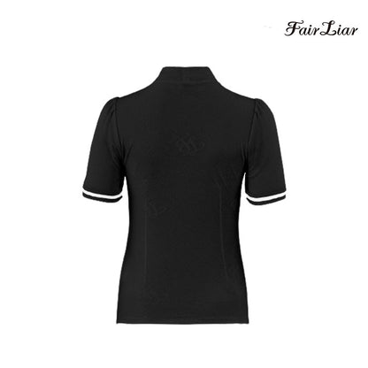 FAIRLIAR TOP FM4TS06FBK Jacquard Turtleneck BK