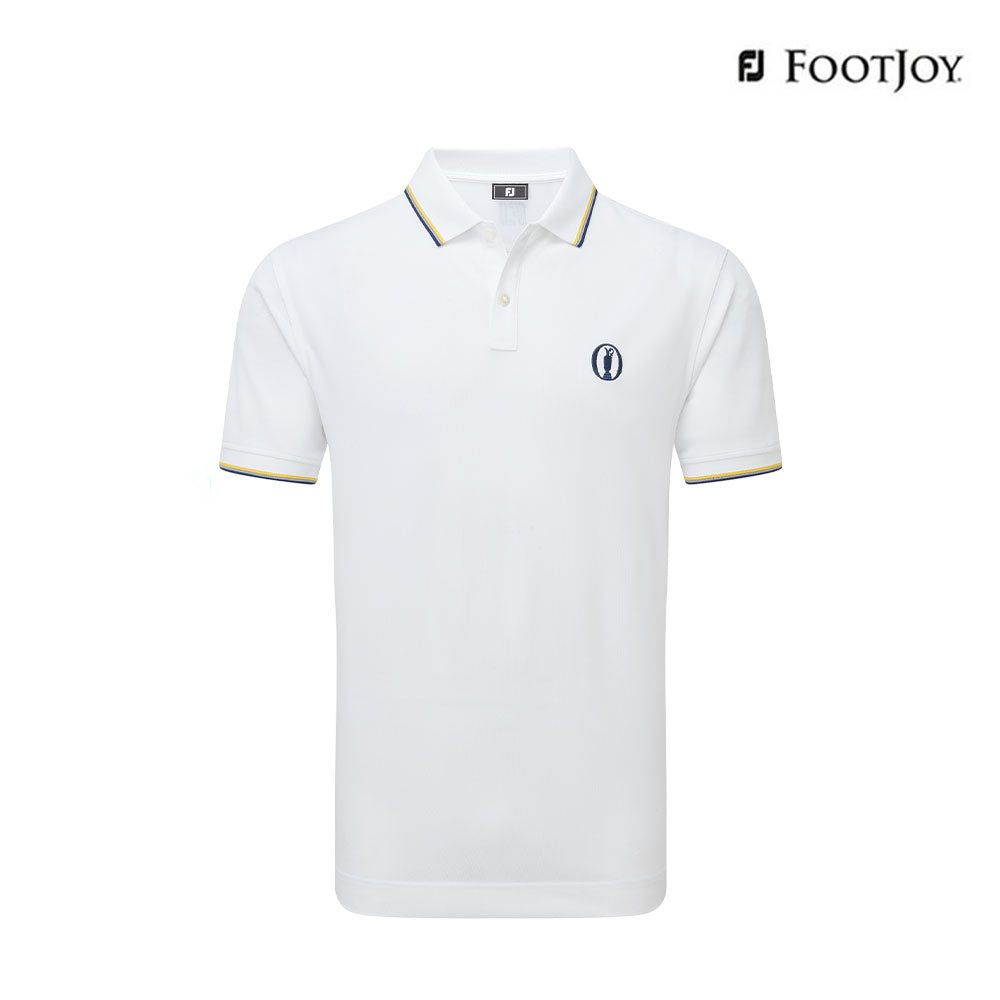 FOOTJOY POLO M 32533 EU SLD W TRIM PIQUE WHT W YLLW