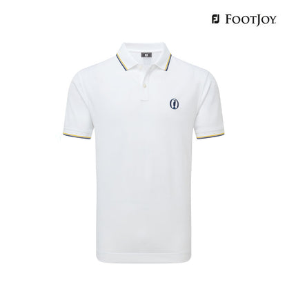 FOOTJOY POLO M 32533 EU SLD W TRIM PIQUE WHT W YLLW
