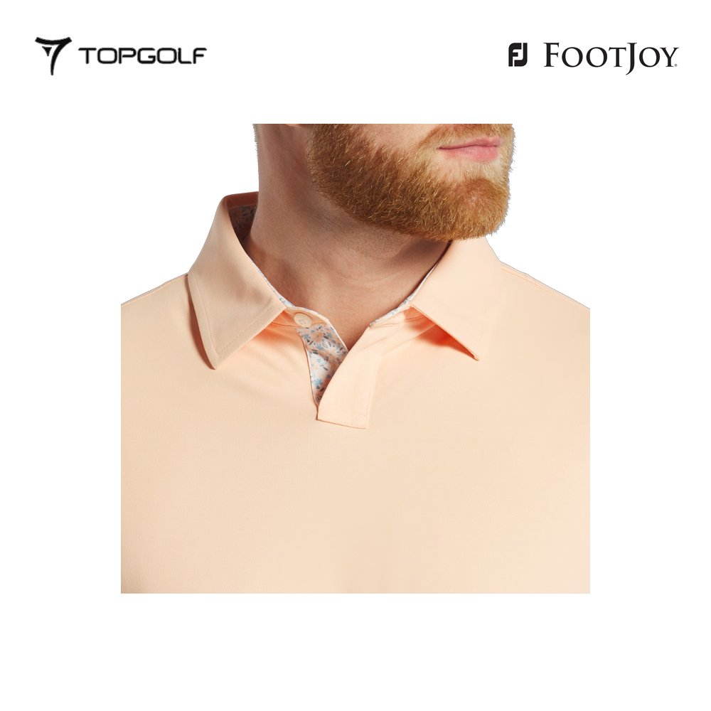 FOOTJOY POLO M 31384 EF STRH PIQ FLORAL TRIM SUNST