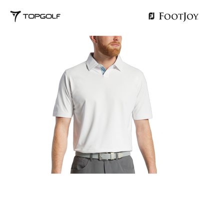 FOOTJOY POLO M 31383 EF STRH PIQ FLORAL TRIM WH