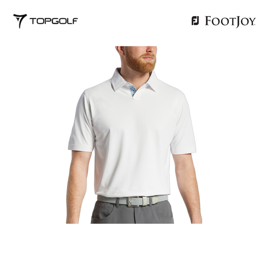 FOOTJOY POLO M 31383 EF STRH PIQ FLORAL TRIM WH