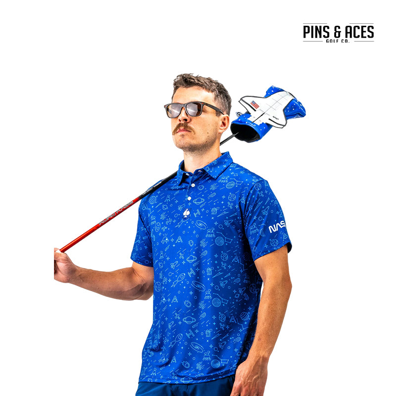 PINS&ACES POLO SHIRT NASA BLUE