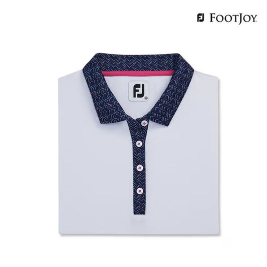 POLO SHIRT FOOTJOY 82107 DF SS PRINT TRIM WM WHITE