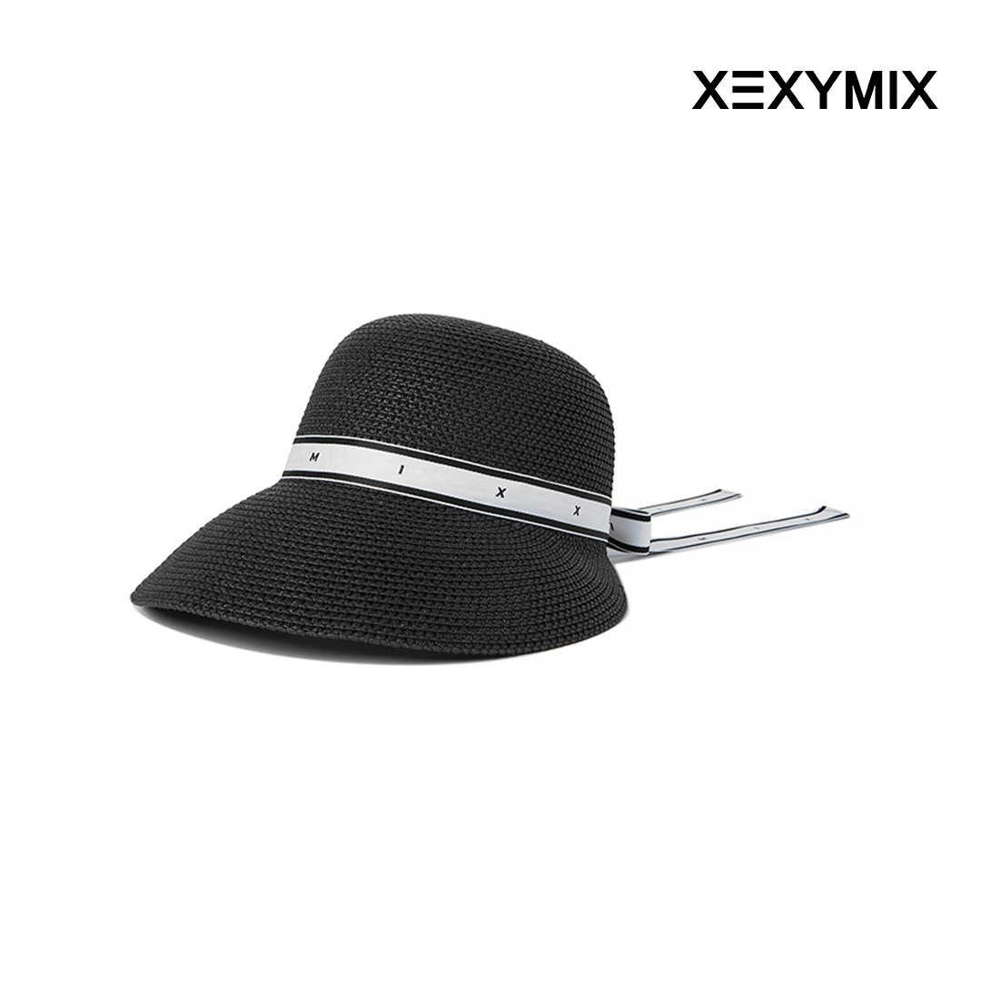 XEXYMIX RIBBON HAT RAFFIA XGFCP02J0 BLACK