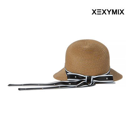 XEXYMIX RIBBON HAT RAFFIA XGFCP02J0 DEEP BEIGE