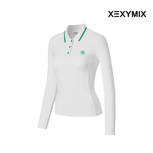 XEXYMIX RIBBED LINE POLO LONG SLEEVE XGFLT01J1 WHITE