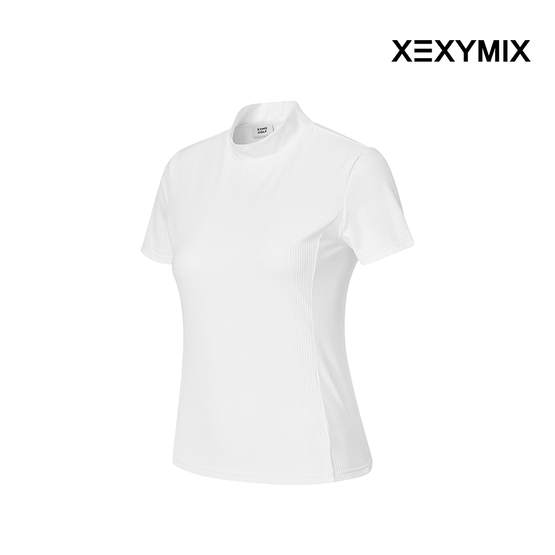 XEXYMIX RIBBED MOCK NECK SLIMFIT SHORT SLEEVE XGFST04J2 WHITE