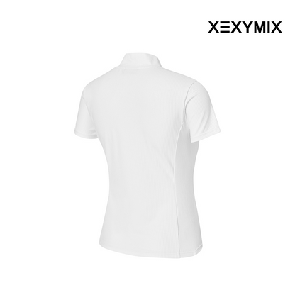 XEXYMIX RIBBED MOCK NECK SLIMFIT SHORT SLEEVE XGFST04J2 WHITE