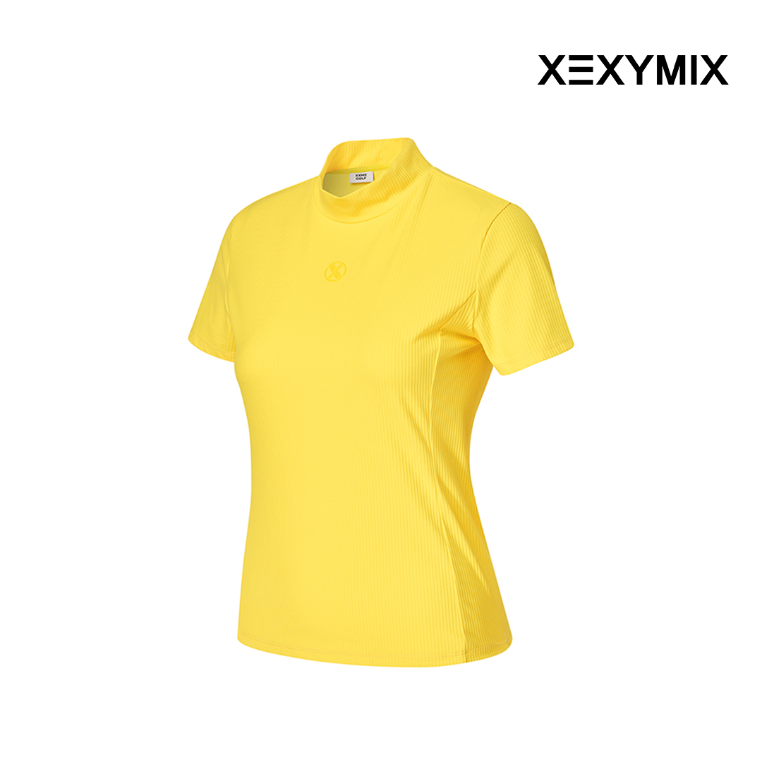 XEXYMIX RIBBED MOCK NECK SLIMFIT SHORT SLEEVE XGFST04J2 YELLOW