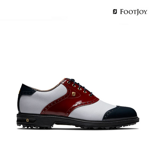 SHOES FOOTJOY 54393 MEN DJ PREM 100 YRS WHT/NVY/RED