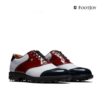 SHOES FOOTJOY 54393 MEN DJ PREM 100 YRS WHT/NVY/RED