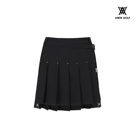 SKIRT ANEW AGDMWSQ02 WOMEN BUCKLE DECORATIOIN PLEATS SKIRT_BK