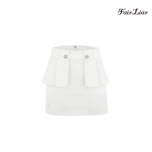 SKIRT FAIRLIAR LOGO PLEATS FLAP SKIRT FS2SK05F WHITE