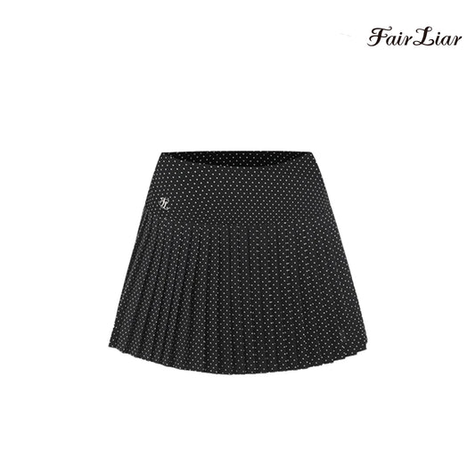 SKIRT FAIRLIAR POLKADOT FLARE PLEATS SKIRT FS2SK22F BLACK