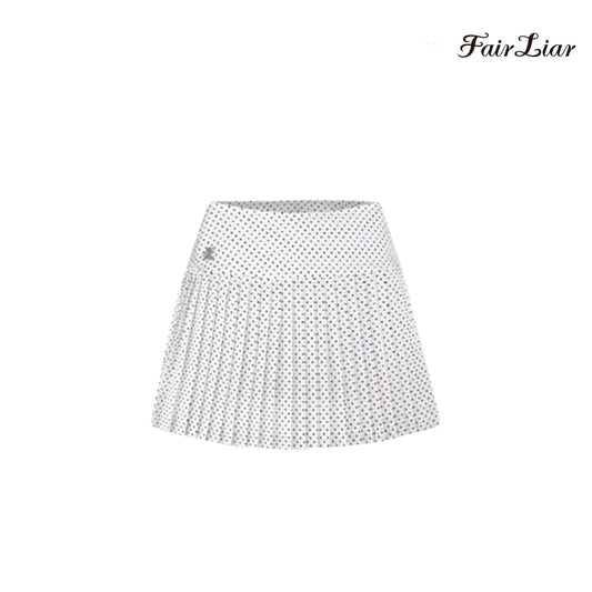 SKIRT FAIRLIAR POLKADOT FLARE PLEATS SKIRT FS2SK22F WHITE