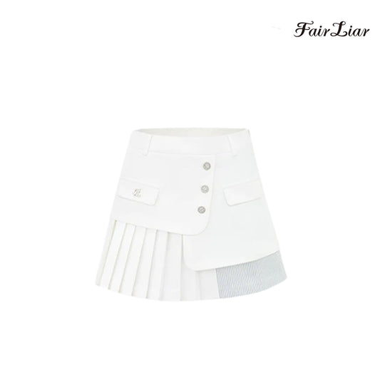 SKIRT FAIRLIAR STRIPE FLAP BUTTON SKIRT FS2SK19F WHITE