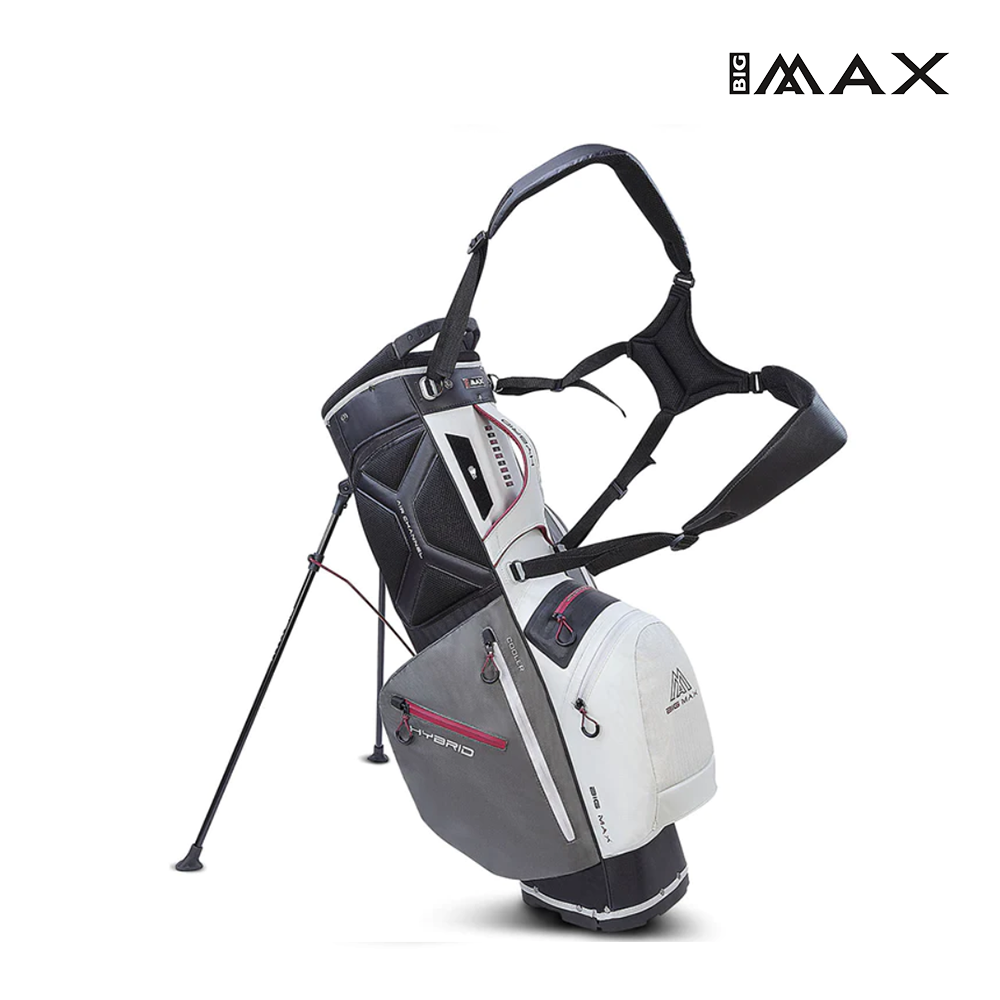 STAND BAG BIG MAX DRI LITE HYBRID 2 WHITE/CHARCOAL/BLACK/MERLOT