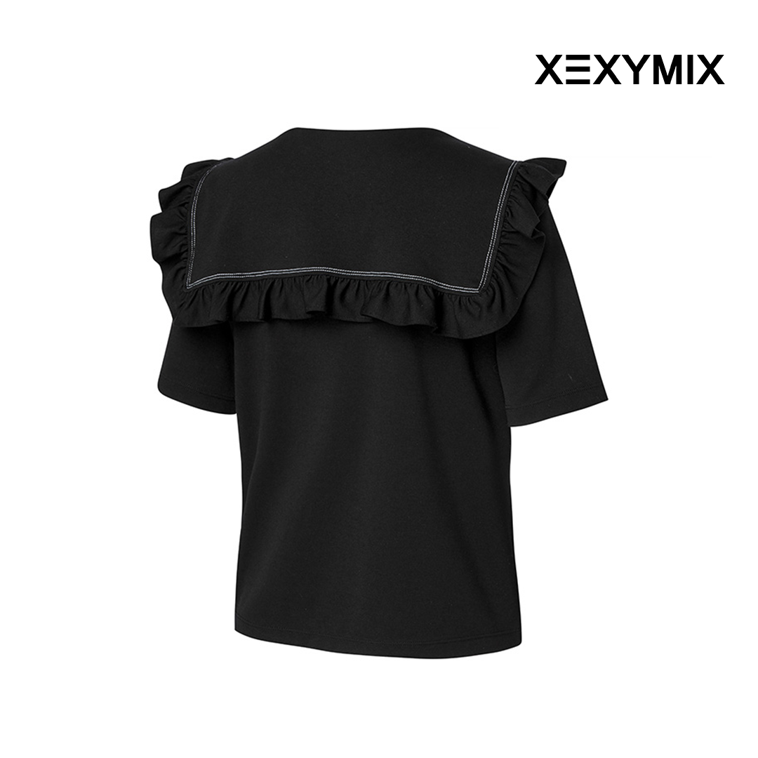 XEXYMIX SAILOR FRILL COLLAR SHORT SLEEVE XGFST03J2 BLACK