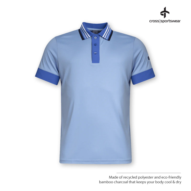 T-SHIRT CROSS M STRIPE POLO 1356411 BLUE