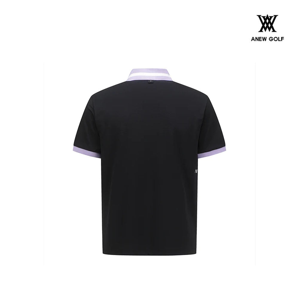 T-SHIRT ANEW AGDMMTS08 MEN COLLAR POINT SHORT T-SHIRT_BK