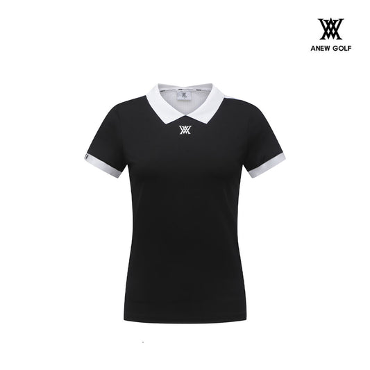 T-SHIRT ANEW AGDMWTS02 WOMEN BACK KNIT BLOCK SHORT T-SHIRT_BK