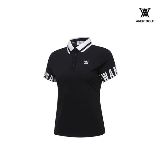T-SHIRT ANEW AGDMWTS03 WOMEN SLEEVE LOGO POINT SHORT T-SHIRT_BK