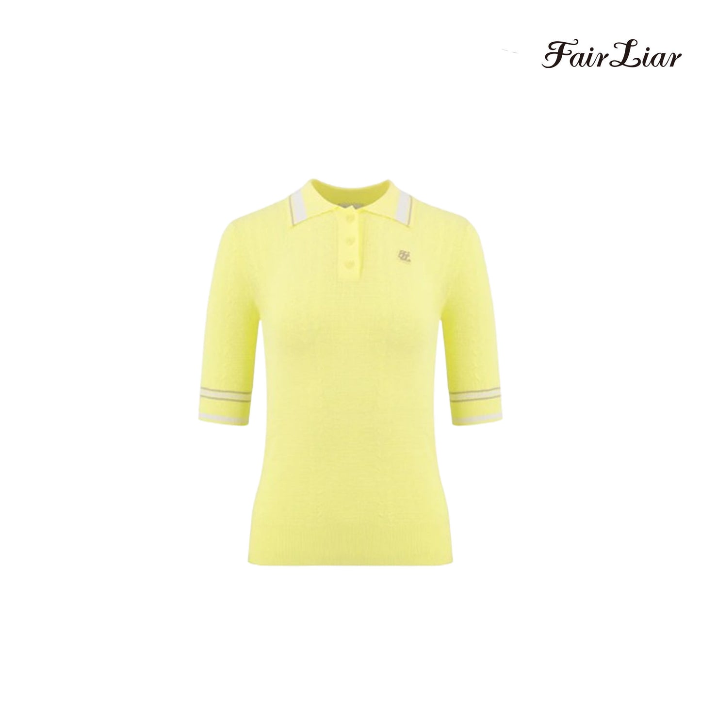 T-SHIRT FAIRLIAR RIBBED THREE QUARTER COLLAR FM3SW01F YELLOW