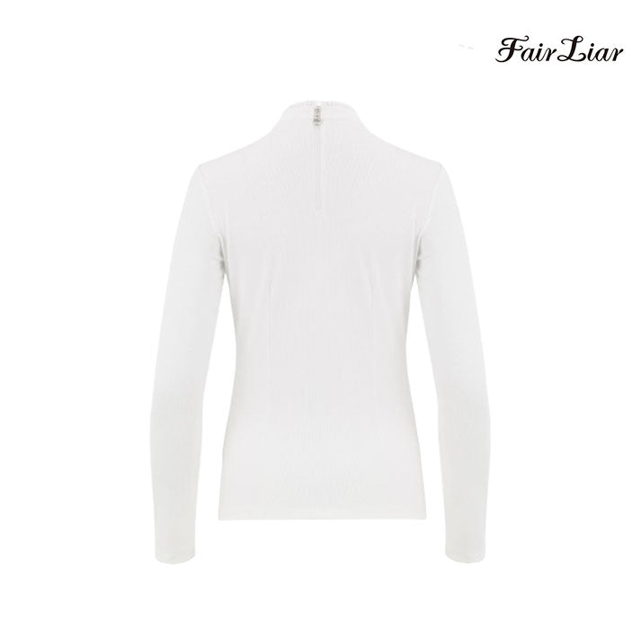 FAIRLIAR LONG SLEEVE FS4TS01FWH Frill High Neck WH