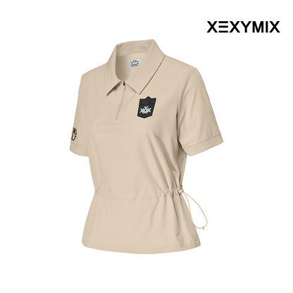 XEXYMIX WOVEN STRING COLLAR SHORT SLEEVE XGFST04H3 LIGHT BEIGE