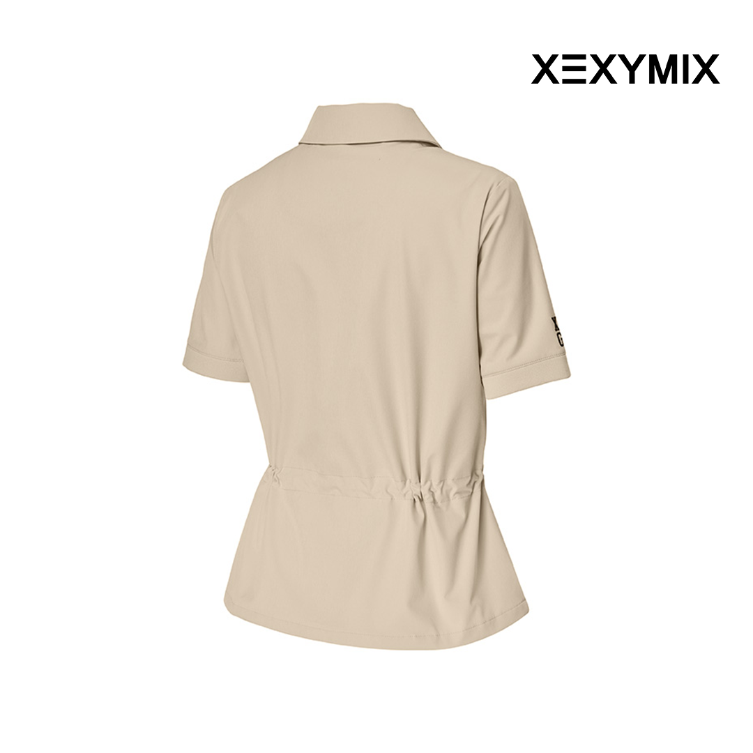 XEXYMIX WOVEN STRING COLLAR SHORT SLEEVE XGFST04H3 LIGHT BEIGE