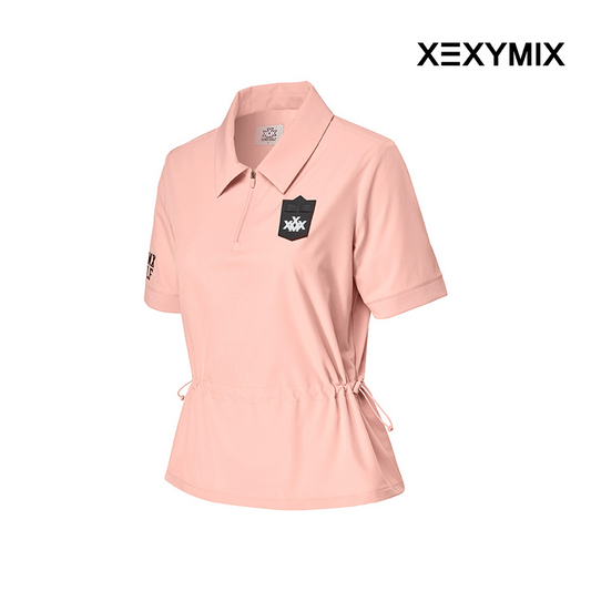 XEXYMIX WOVEN STRING COLLAR SHORT SLEEVE XGFST04H3 PEACH