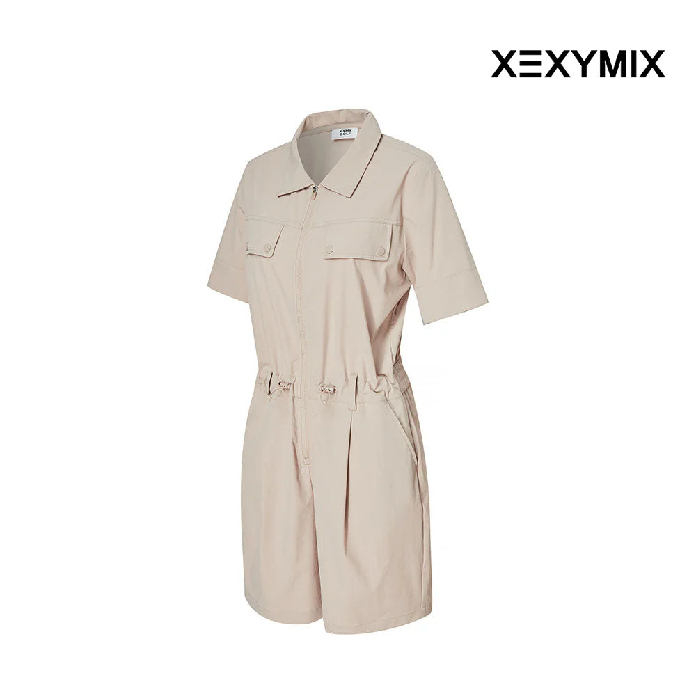 XEXYMIX COMFY WOVEN STRING ZIP UP JUMPSUIT XGFOP02J1 BEIGE