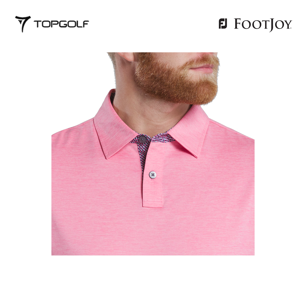 FOOTJOY POLO 32578 FS HTHR LSL LATTICE TRIM PINK
