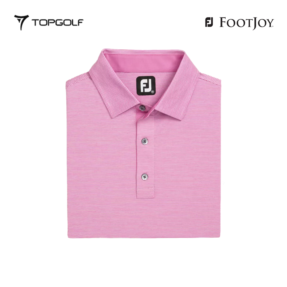 FOOTJOY POLO M 31372 EW HEATHER STRIPE LSL PINK