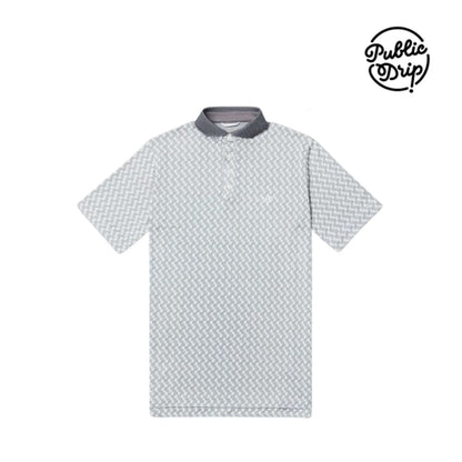 atasan pris golf Public Drip M Retro Jaquard Polo Grey