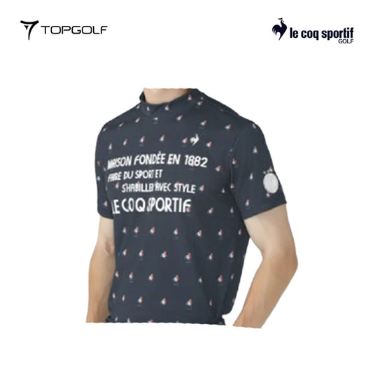 atasan pria golf Le Coq Polo M Qgmxja21 Rooster Art Pttrn Mock Neck Nv