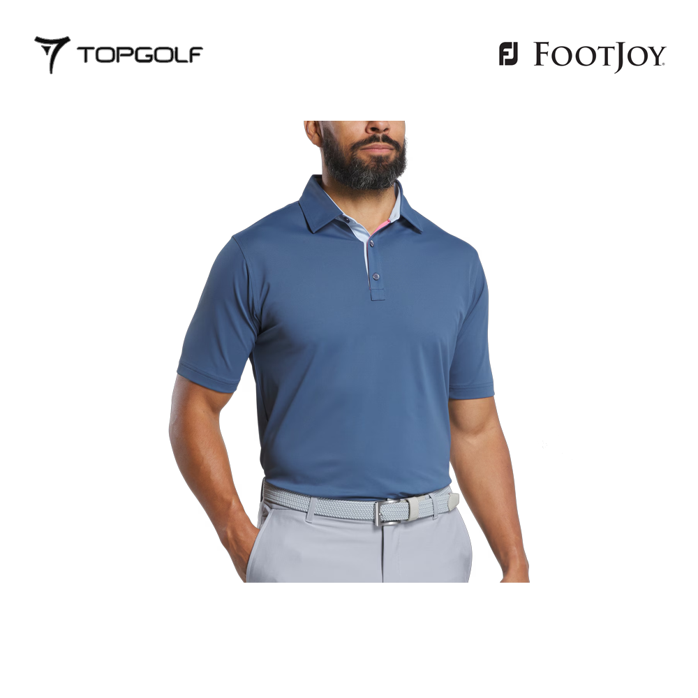 FOOTJOY POLO 32566 FS SOLID PIQUE BAND SLV DENIM