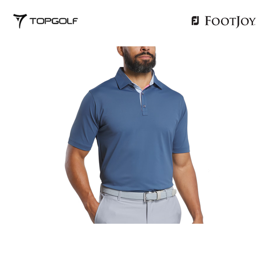 FOOTJOY POLO 32566 FS SOLID PIQUE BAND SLV DENIM