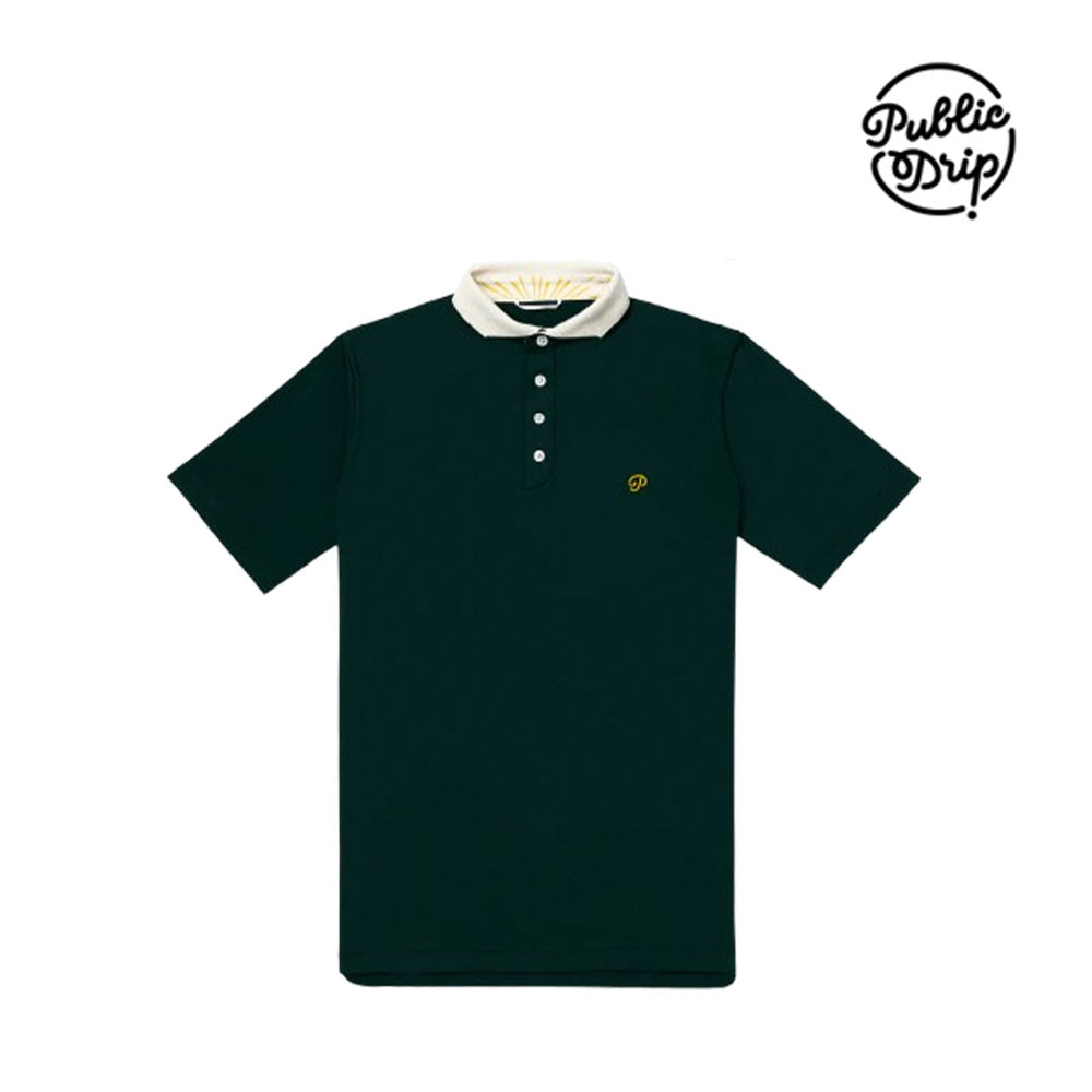 atasan pria golf Public Drip M Solid Polo Green