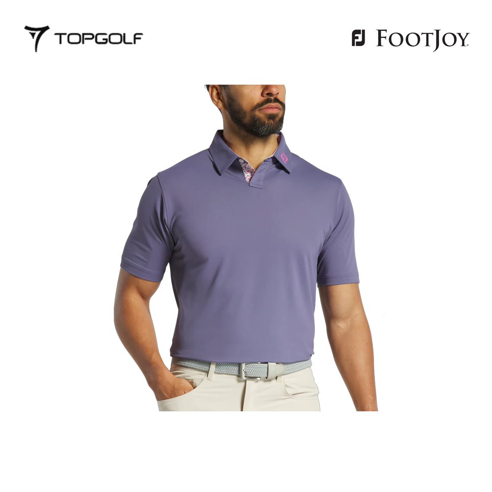 FOOTJOY POLO M 31386 EW STRH PIQ FLORAL TRIM DUSK