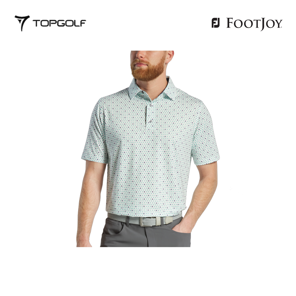 FOOTJOY POLO M 31375 EF FLYING WASP PRT LSL EMERD