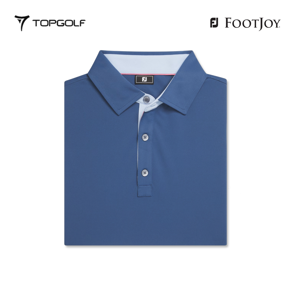 FOOTJOY POLO 32566 FS SOLID PIQUE BAND SLV DENIM